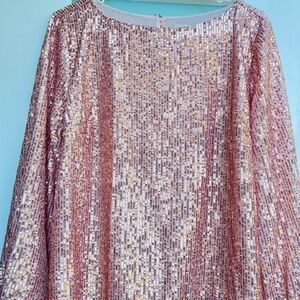 LOFT Rose Gold Sequin Blouse